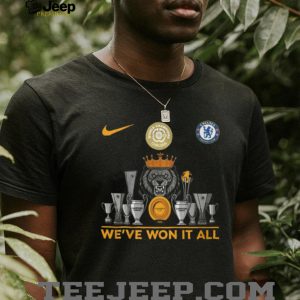Chelsea FC We've Won It All Trophy Collection Lion Crown T Shirt