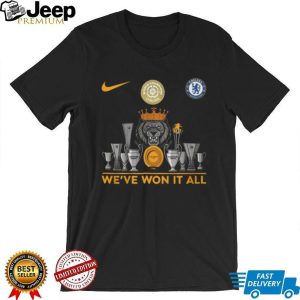Chelsea FC We've Won It All Trophy Collection Lion Crown T Shirt