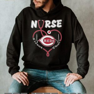 Cincinnati Reds Nurse Appreciation “It's a Work of Heart” Stethoscope T Shirt