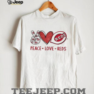 Cincinnati Reds Peace Love Reds Baseball Logo T Shirt