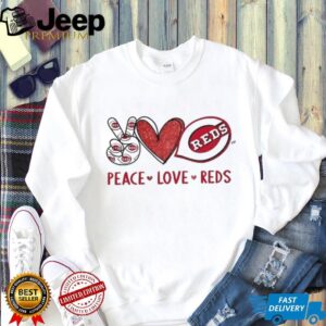 Cincinnati Reds Peace Love Reds Baseball Logo T Shirt