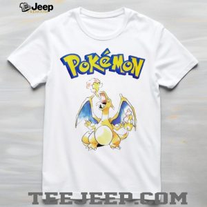 Classic Pokemon Charizard Fire Breathing Watercolor White T Shirt