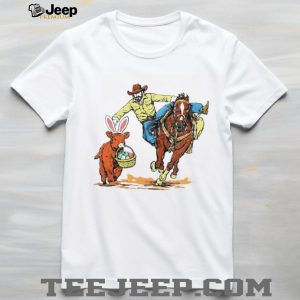 Cowboy Catching Easter Bunny Cow Western Graphic Shirt