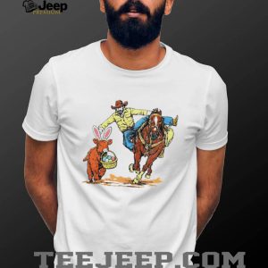 Cowboy Catching Easter Bunny Cow Western Graphic Shirt