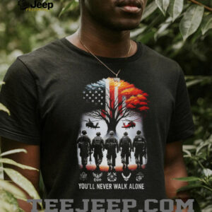 Custom US Army Veteran You'll Never Walk Alone Patriotic Back Print