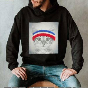 Cute Fitness Cat with Red White and Blue Sweatband Graphic T Shirt Cute Fitness Cat with Red White and Blue Sweatband Graphic T Shirt