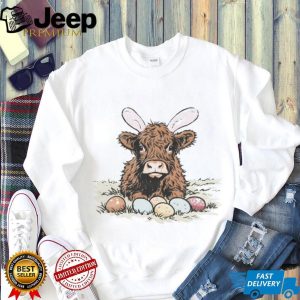Cute Highland Cow Easter Bunny Ears with Eggs Graphic T Shirt Cute Highland Cow Easter Bunny Ears with Eggs Graphic T Shirt