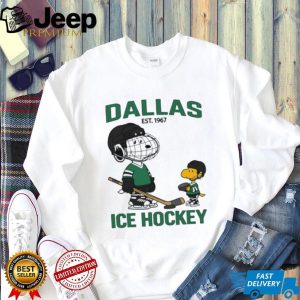 Dallas Ice Hockey Est 1967 Snoopy and Woodstock Graphic T Shirt Dallas Ice Hockey Est 1967 Snoopy and Woodstock Graphic T Shirt