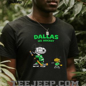 Dallas Ice Hockey Snoopy and Woodstock Green Uniform Graphic T shirt Dallas Ice Hockey Snoopy and Woodstock Green Uniform Graphic T shirt