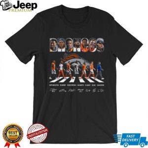 Denver Broncos Abbey Road Walking Players & Coach Signature Black T Shirt Denver Broncos Abbey Road Walking Players & Coach Signature Black T Shirt