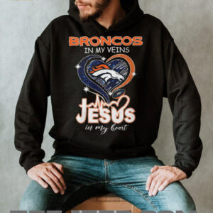 Denver Broncos In My Veins Jesus In My Heart Christian Football Fan T Shirt