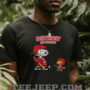 Detroit Ice Hockey Snoopy and Woodstock Red Uniform Graphic T shirt Detroit Ice Hockey Snoopy and Woodstock Red Uniform Graphic T shirt