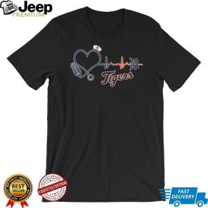 Detroit Tigers Heartbeat Stethoscope Nurse Baseball Fan T Shirt