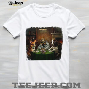 Dogs Playing Poker Artistic Graphic T Shirt Modern Parody Design