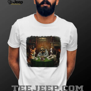 Dogs Playing Poker Artistic Graphic T Shirt Modern Parody Design