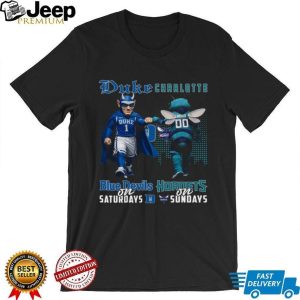 Duke Blue Devils and Charlotte Hornets “Blue Devils on Saturdays Hornets on Sundays” T Shirt Duke Blue Devils and Charlotte Hornets “Blue Devils on Saturdays Hornets on Sundays” T Shirt