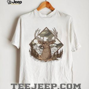 Whitetail Deer Buck Camo Diamond Mountain Wildlife T Shirt
