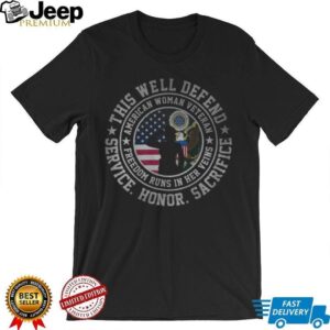 American Woman Veteran Freedom Runs In Her Veins Patriotic T Shirt