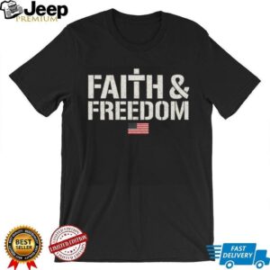 Faith & Freedom Patriotic Christian T Shirt with American Flag