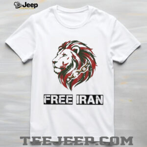 Free Iran Lion and Broken Chains Activism Graphic Cotton T Shirt