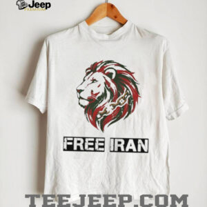 Free Iran Lion and Broken Chains Activism Graphic Cotton T Shirt