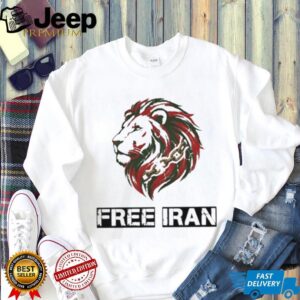 Free Iran Lion and Broken Chains Activism Graphic Cotton T Shirt