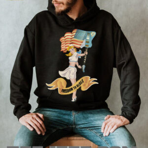 Freedom To Blues Pin Up Girl Guitar T Shirt Patriotic Music T shirt