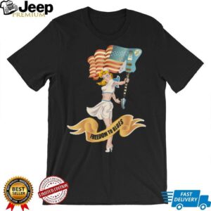 Freedom To Blues Pin Up Girl Guitar T Shirt Patriotic Music T shirt