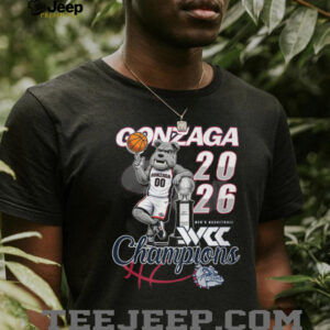 Gonzaga Bulldogs 2026 WCC Basketball Champions Mascot Trophy Graphic T Shirt