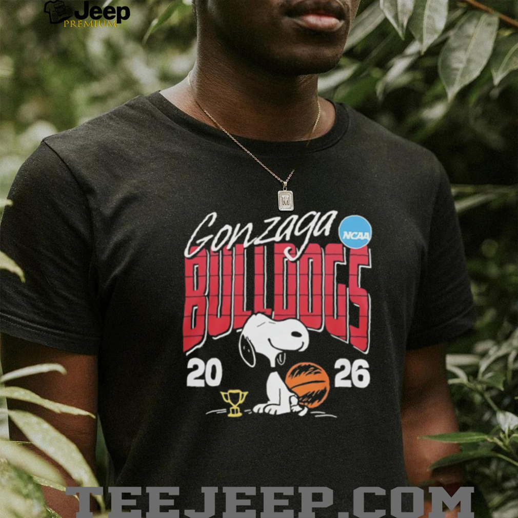 Gonzaga Bulldogs Snoopy 2026 NCAA Tournament Black T shirt Gonzaga Bulldogs Snoopy 2026 NCAA Tournament Black T shirt