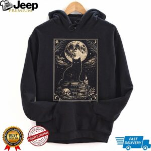 Gothic Black Cat on Ancient Books Full Moon Occult Dark Academia T Shirt Gothic Black Cat on Ancient Books Full Moon Occult Dark Academia T Shirt