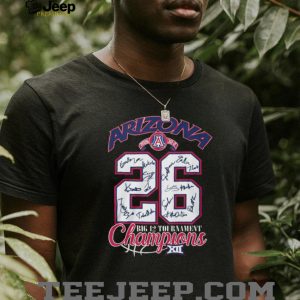 Arizona Wildcats Big 12 Tournament Champions 2026 Roster Signatures Shirt