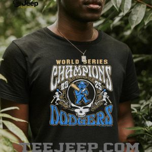 Grateful Dead x LA Dodgers 2025 World Series Champions Steal Your Face Black T shirt