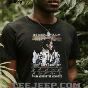 Grey's Anatomy 21 Years 2005 2026 Signatures T Shirt Thank You For The Memories