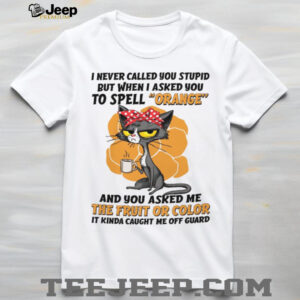 Grumpy Cat Spell Orange Sarcastic Funny Coffee Lover T Shirt