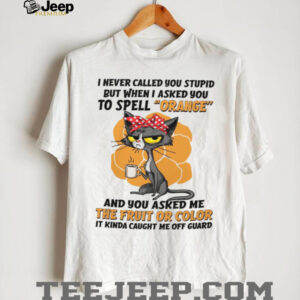 Grumpy Cat Spell Orange Sarcastic Funny Coffee Lover T Shirt