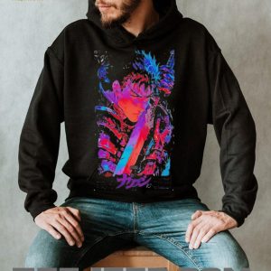 Guts Berserk Anime Neon Aesthetic Graphic Print Black T Shirt