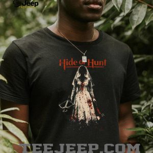 “Hide or Hunt” Horror Movie Inspired Blood Splatter Bride T Shirt