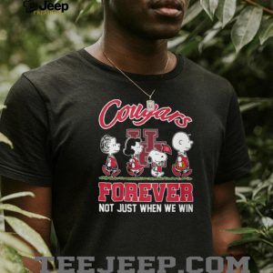 Houston Cougars Forever Peanuts Characters Red and White T Shirt Houston Cougars Forever Peanuts Characters Red and White T Shirt