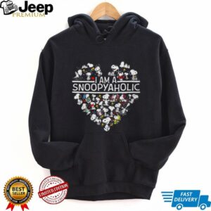I Am A Snoopyaholic Heart Collage Fan Art Black T Shirt I Am A Snoopyaholic Heart Collage Fan Art Black T Shirt