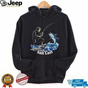 Salt Cast Fishing Grim Reaper Skeleton Catching Tuna Graphic T Shirt