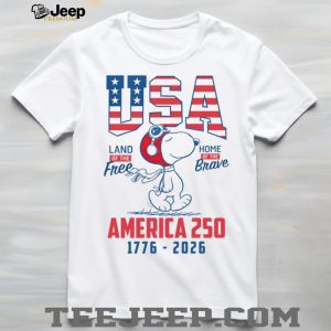 Snoopy Pilot USA America 250 Land of the Free Home of the Brave T Shirt