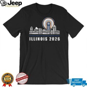Illinois Fighting Illini 2026 Basketball Team Roster Skyline Signature T Shirt Illinois Fighting Illini 2026 Basketball Team Roster Skyline Signature T Shirt