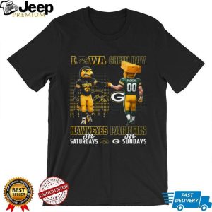 Iowa Hawkeyes and Green Bay Packers “Hawkeyes on Saturdays Packers on Sundays” T Shirt Iowa Hawkeyes and Green Bay Packers “Hawkeyes on Saturdays Packers on Sundays” T Shirt