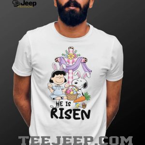 Snoopy and Lucy He Is Risen Easter Cross Religious T Shirt