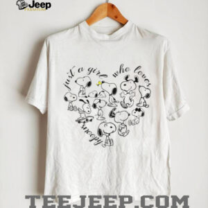 Just A Girl Who Loves Snoopy Heart Graphic White T Shirt