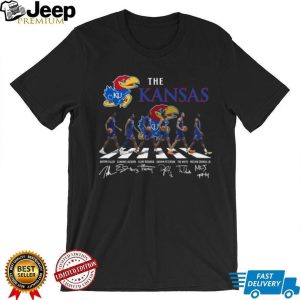 Kansas Jayhawks Abbey Road Walking Basketball Players Signature T Shirt Kansas Jayhawks Abbey Road Walking Basketball Players Signature T Shirt