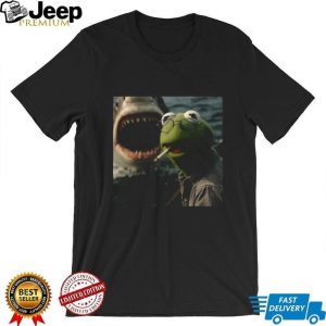 Kermit the Frog Shark Parody Smoking Funny Meme Graphic Tee