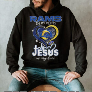 LA Rams In My Veins Jesus In My Heart Heartbeat Graphic T Shirt