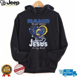 LA Rams In My Veins Jesus In My Heart Heartbeat Graphic T Shirt